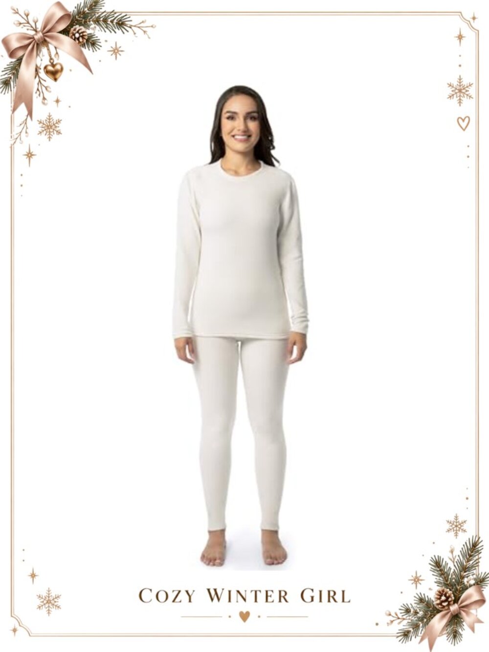 Stretch Fleece Thermal Set Moisture-Wicking Base Layer Long Sleeve Crew Neck